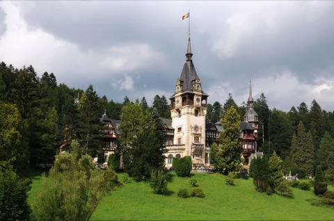 View of the Peles Castle Stock Photos