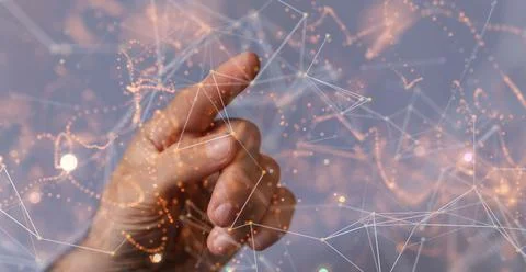 View of a pen pointing at the network - Artificial intelligence concept Stock Photos