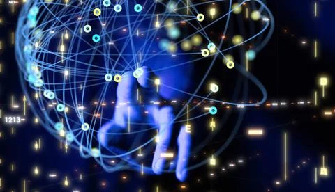 View of a pen pointing at the network - Artificial intelligence concept Stockfoto's