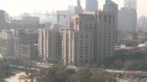 View of Peninsula Hotel Bund Stock Footage 603905
