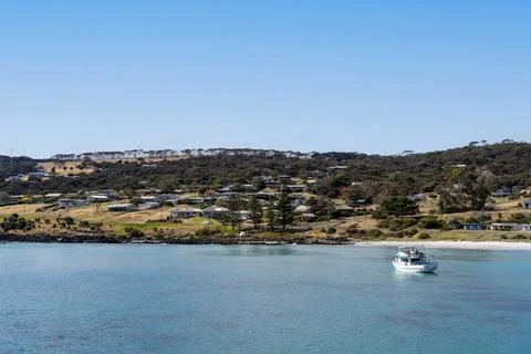 View of Penneshaw from the Kangaroo Island ferry Stock Photos