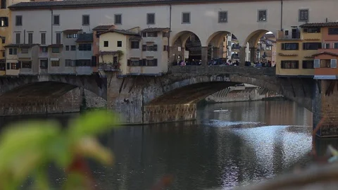 View of People on Ponte Vecchio (Old Bridge), Florence, Italy. HD footage Stock Footage 98155941
