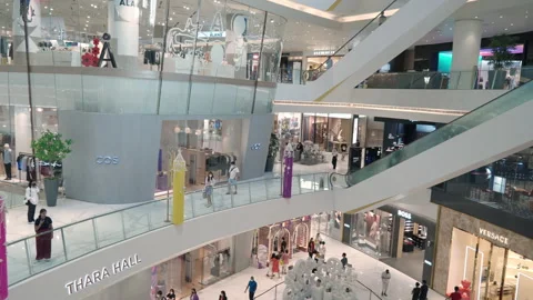 View of people walking around multiple floors inside Icon Siam Stock Footage 205016301