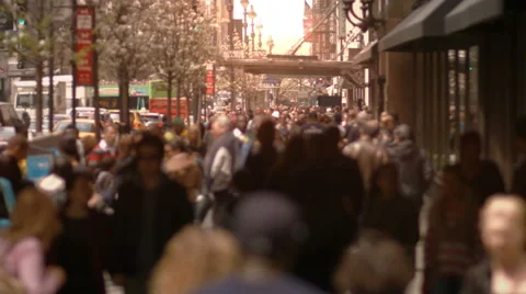 View of people walking on a crowded sidewalk in Manhattan. New York, USA. Stock Footage 44360664