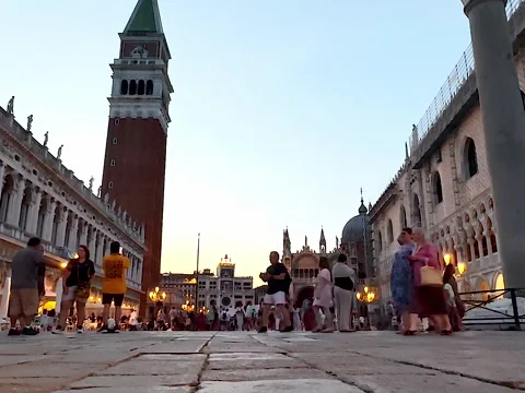 View of people walking at San Marco square, Venice, Italy Stock Footage 248015187