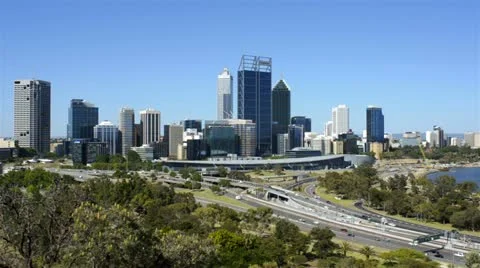 View Of Perth City, Australia, From King's Park Stock Footage