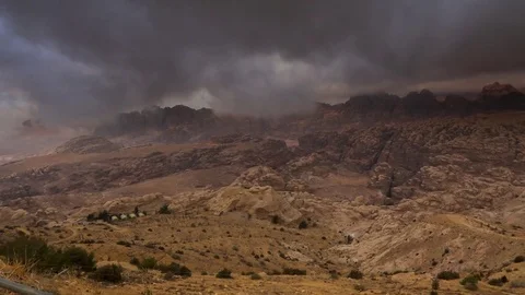 View from Petra of the desert Stock Footage 83446517