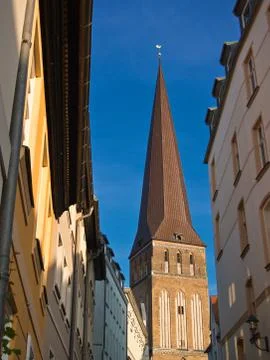 View to the petrikirche Stock Photos