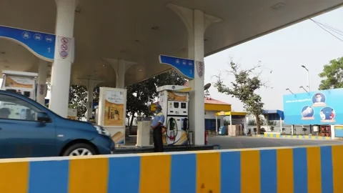 View of a petrol pump, Moving view of petrol pump, Filling station view Video stock 147685628