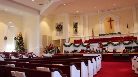 View from pew in back of church Stock Footage 45120412