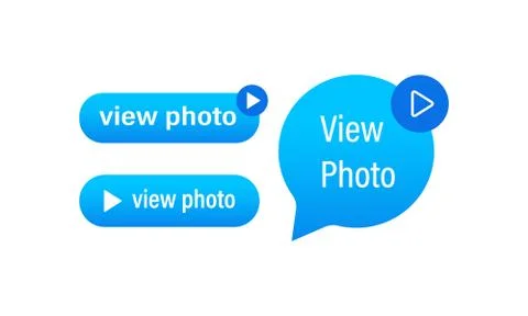 View Photo icon button. Direct Messaging. Sticker set. Vector on isolated white Stock Illustration