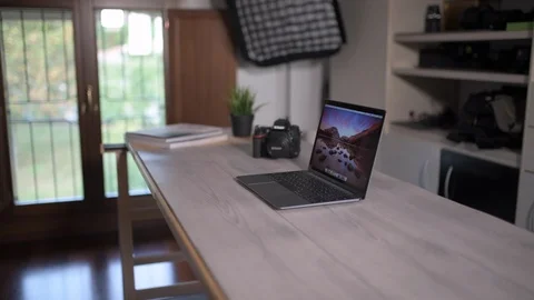 View of a photographic studio Stock Footage 97651246