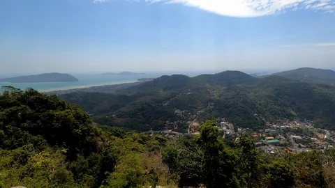 View of Phuket from the mountain where the Buddha statue is installed Stock Footage 126748798