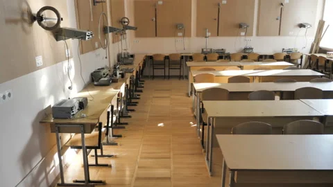 View Of Physycal Laboratory, Classroom In The University, College, School Stock Footage 137914050