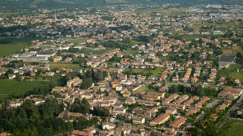 View of Piave area between Prealps and Montello hill 库存影片 90098147