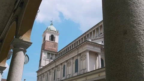 View of Piazza della Repubblica square with Novara cathedral, Piedmont, Italy Stock Footage 262253340