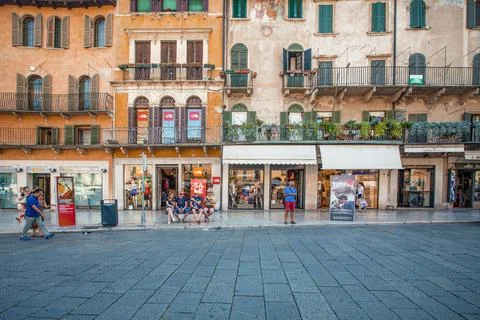 View of Piazza delle Erbe Verona Stock Photos