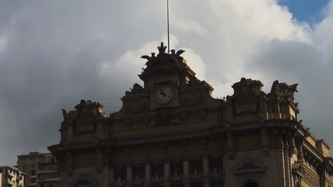View from Piazza Giuseppe Verdi of Genova Brignole train station, slow motion Stock Footage 117766737