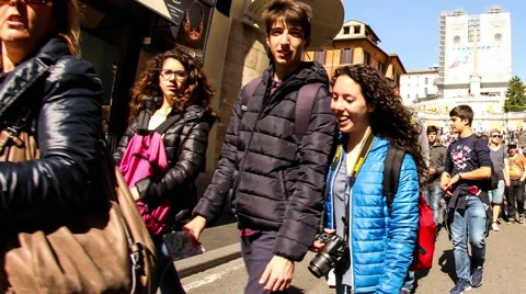 View on the Piazza Spagna from a small road Stock Footage 67824563