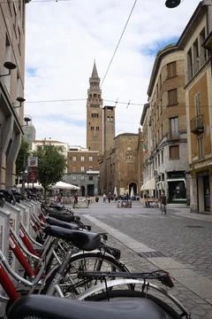 View of piazza Stradivari in Cremona Stock Photos