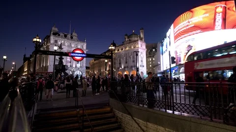 View of Piccadilly Circus at night Stock Footage 118280564
