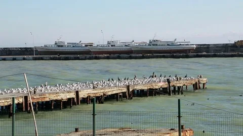 View of the pier and the sea Stock Footage 84805262