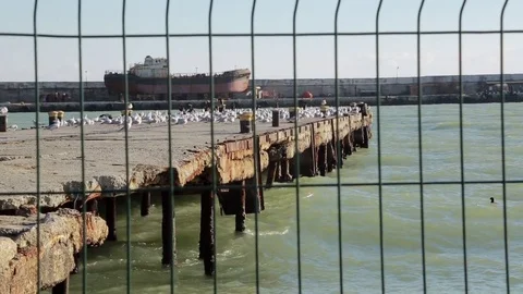 View of the pier and the sea Stock Footage 84805358