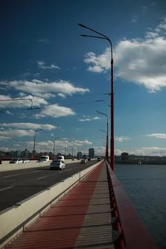 A view of a pier and a stop light Stock Photos