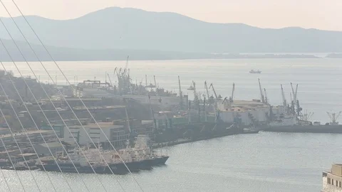 View of the pier from the Golden Bridge Stock Footage 76681849