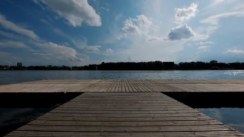 View from the pier to the lake Stock Footage 109212876