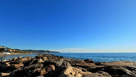 View from the pier in Liguria Stock Footage 318641194