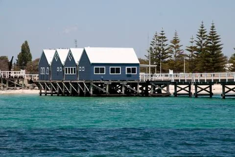 View of pier looking back to shore Stock Photos