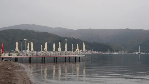 View of the pier at sunrise Video stock 107125261