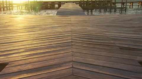 View of pier at sunset Stock Footage 57814325
