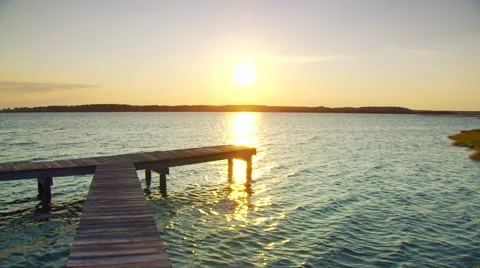 View of pier at sunset Stock Footage 57815279