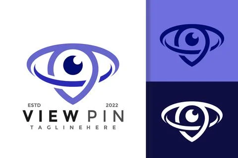 View Pin Location Logo Design Vector Template 스톡 일러스트