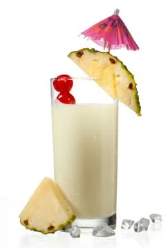 View of pineapple milkshake decorated with slice Stock Photos