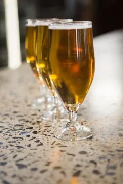 View of pints of beer Stock Photos