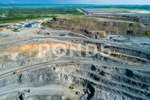 View of a pit on extraction of gold, Russia Stock Photos