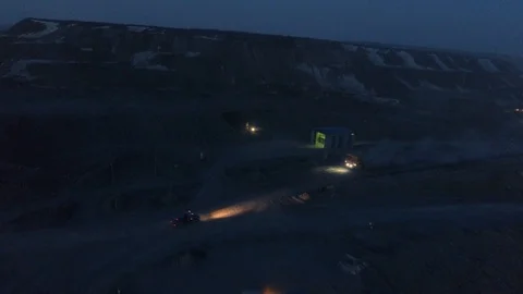 View of a pit on extraction of ore, work, a night shift Stock-Footage 96477067