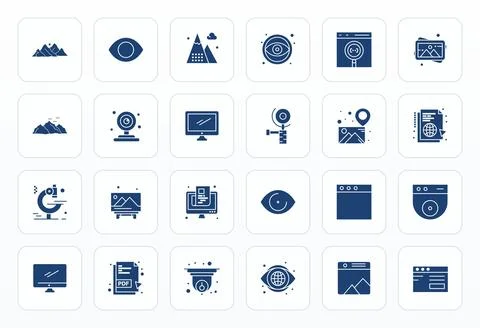 View Pixel Aligned Vector Set with 24 128x128 Glyph Icons 스톡 일러스트