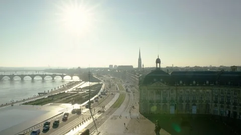 View from Place de la Bourse in Bordeaux, France, wide Stockbeeldmateriaal 78426466