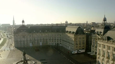 View from Place de la Bourse in Bordeaux, France, close Stock Footage 78426491