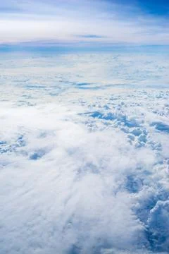 The view from the plane above the cloud and sky Stock Photos