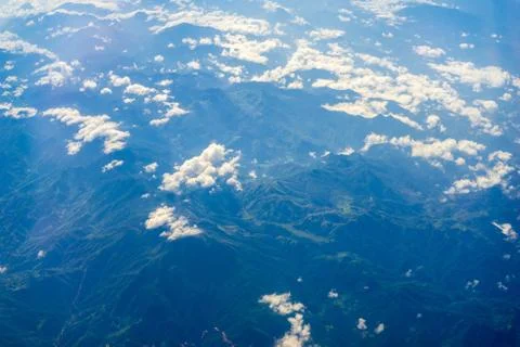 The view from the plane above the cloud and sky Stock Photos