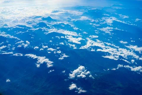 The view from the plane above the cloud and sky Stock Photos