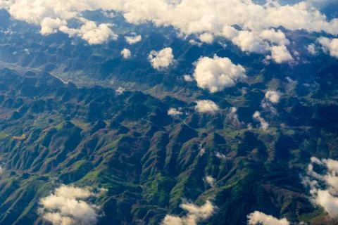The view from the plane above the cloud and sky Stock Photos