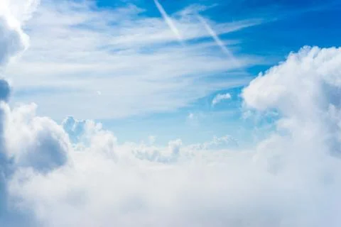 The view from the plane above the cloud and sky Stock Photos
