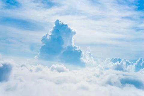 The view from the plane above the cloud and sky Stock Photos