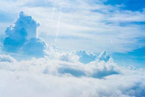 The view from the plane above the cloud and sky Stock Photos